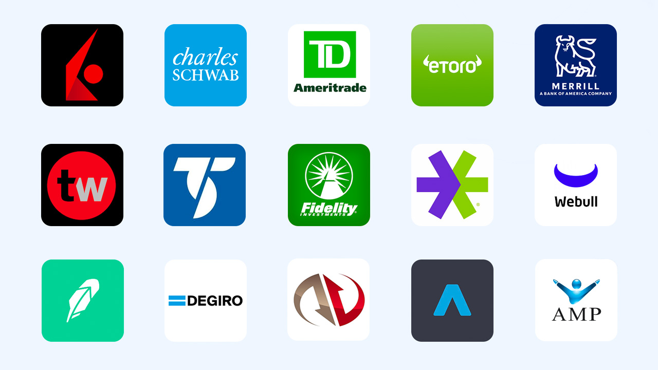 grid of day trading broker logos